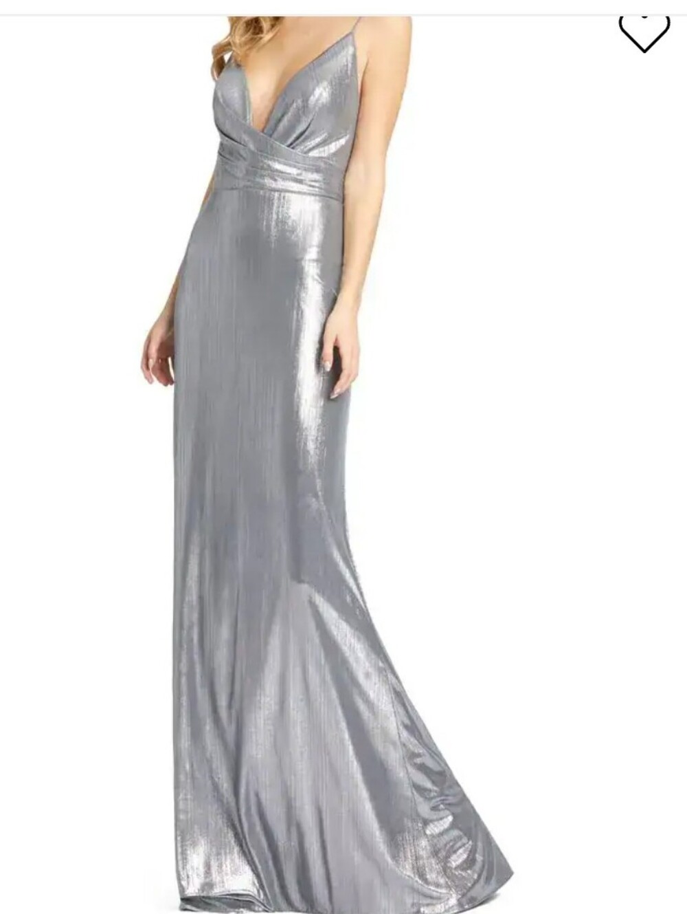 MAC DUGGAL SHIMMER FAUX WRAP GOWN DRESS